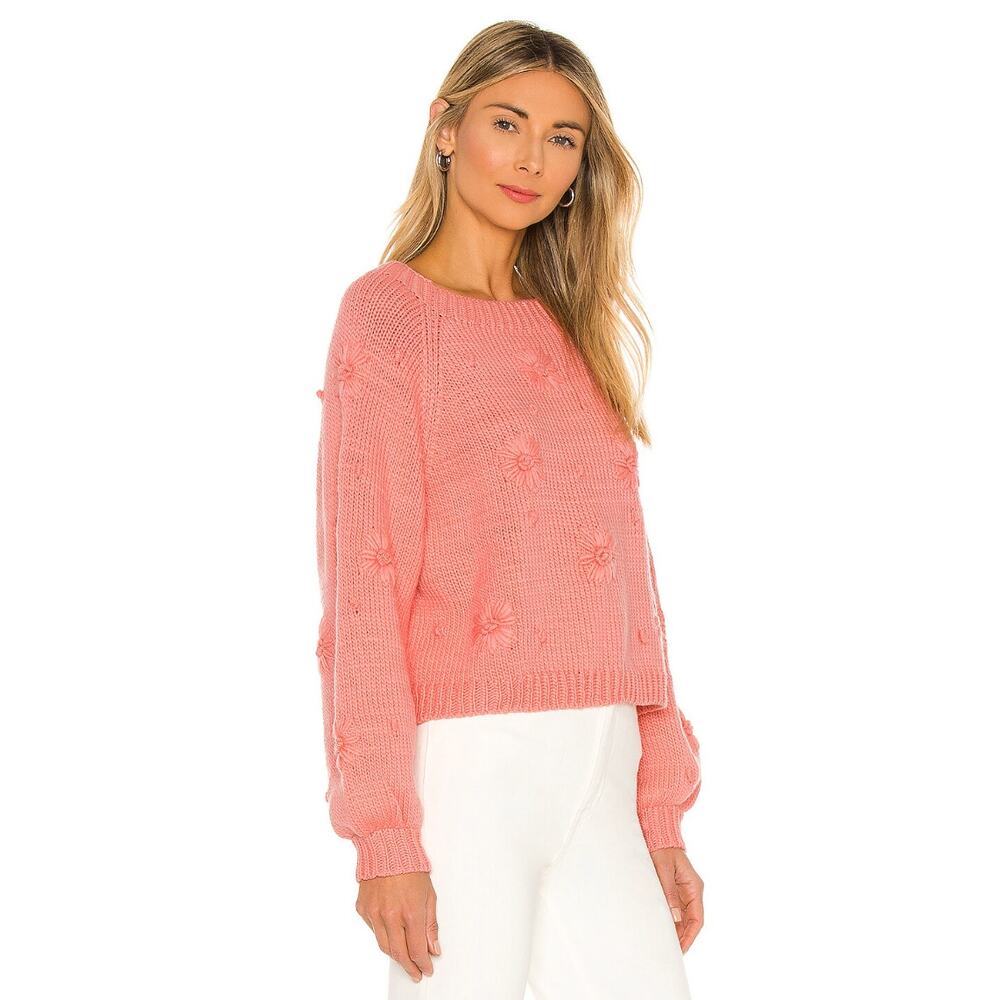 Free People x Tach Clothing M Jana Sweater 100% Wool Handmade Knit Coral Pink - Picture 3 of 11